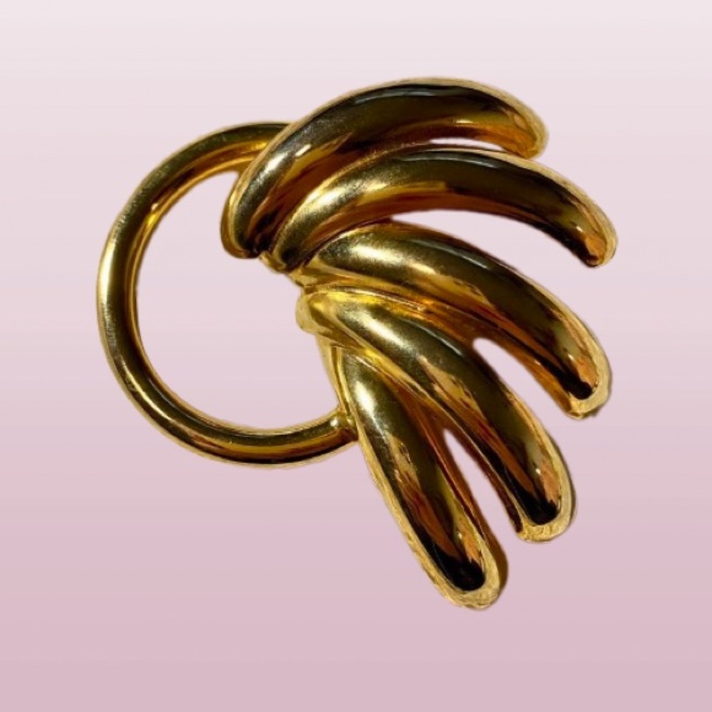 Vintage Gold-Tone Glasses/Scarf Holder Loop Brooch